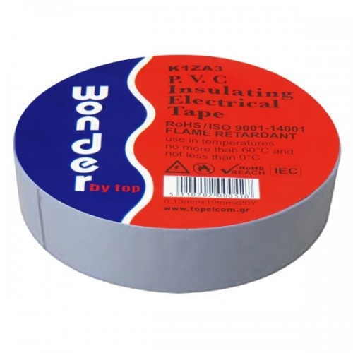 Μονωτική ταινία PVC 0.13X19X20mm γκρι K1ZA3 Wonder