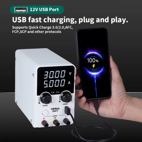 Τροφοδοτικό πάγκου γραμμικό 230V AC -> 0-30V DC 0-5A 150W με USB YH-305D-V YiHua