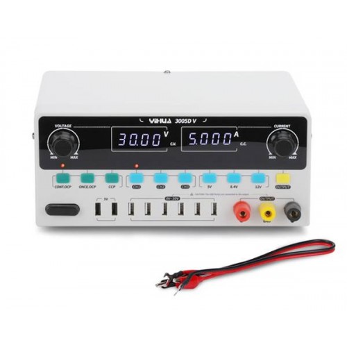 Τροφοδοτικό πάγκου γραμμικό 230V AC -> 0-30V DC 0-5A 150W με 8 x USB & 3 μνήμες YH-3005D-V YiHua