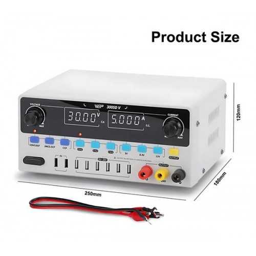 Τροφοδοτικό πάγκου γραμμικό 230V AC -> 0-30V DC 0-5A 150W με 8 x USB & 3 μνήμες YH-3005D-V YiHua