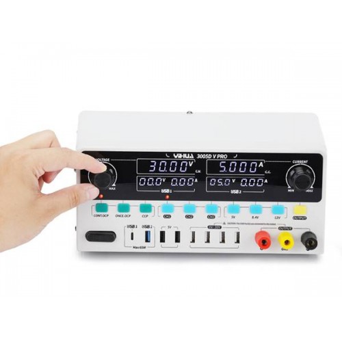 Τροφοδοτικό πάγκου γραμμικό 230V AC -> 0-30V DC 0-5A 150W με USB 65W PD/QC & 3 μνήμες YH-3005D-Vpro YiHua
