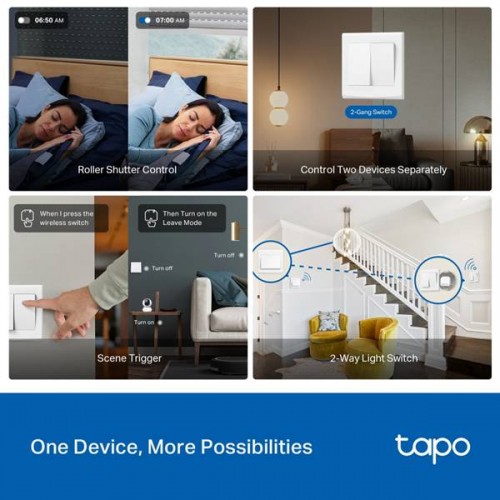 Διακόπτης Smart WiFi module 100-240V χωνευτός 10A διπλός & ρολών Matter Tapo S112 TP-Link