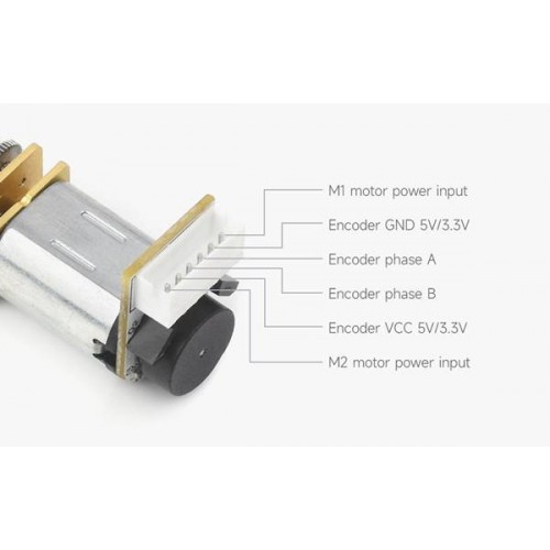 Μοτέρ μειωτήρα DC 6V 200RPM με encoder N20 μεταλλικά γρανάζια