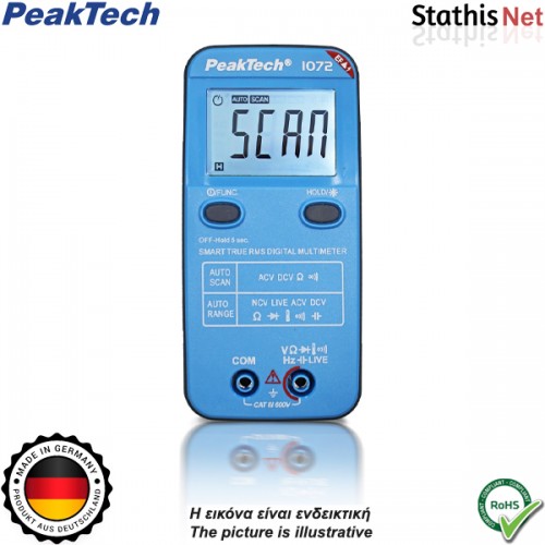 Πολύμετρο ψηφιακό autorange TRMS 600V AC/DC με NCV και Live-Test P 1072 Peaktech