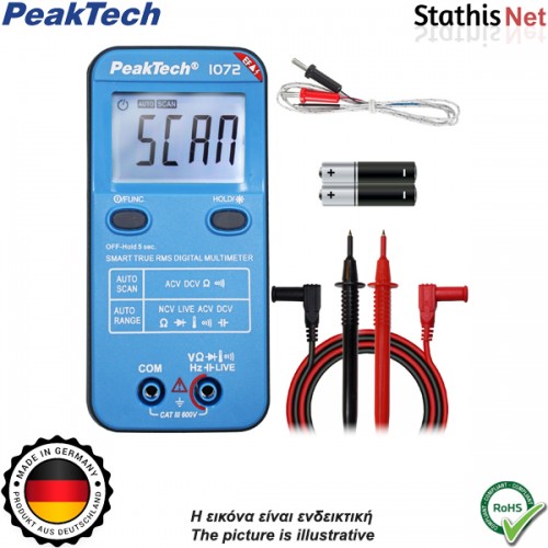 Πολύμετρο ψηφιακό autorange TRMS 600V AC/DC με NCV και Live-Test P 1072 Peaktech