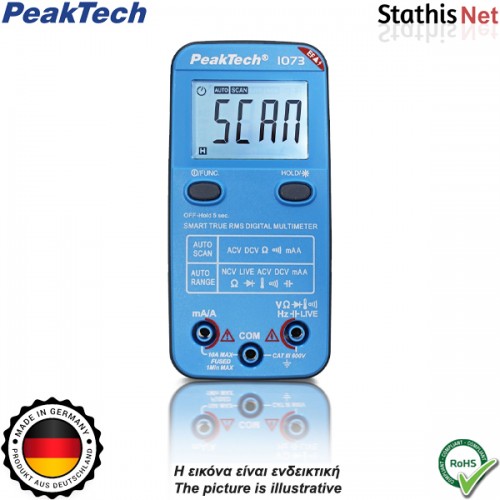 Πολύμετρο ψηφιακό autorange TRMS 600V AC/DC με NCV και Live-Test P 1073 Peaktech