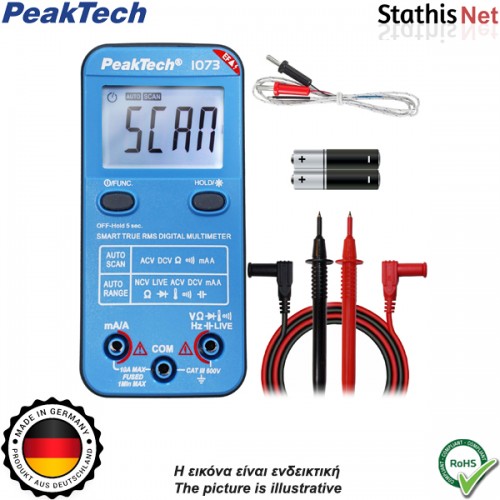 Πολύμετρο ψηφιακό autorange TRMS 600V AC/DC με NCV και Live-Test P 1073 Peaktech