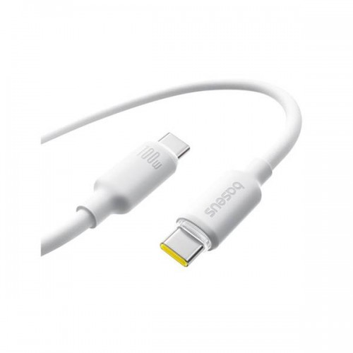 Καλώδιο φόρτισης & συγχρονισμού USB Type C -> Type C 1m 100W 5A PD Quick Charge λευκό αφρώδης σιλικόνη Baseus