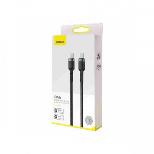 Καλώδιο φόρτισης & συγχρονισμού USB Type C -> Type C 2m 100W 5A PD Quick Charge μαύρο Cafule Baseus