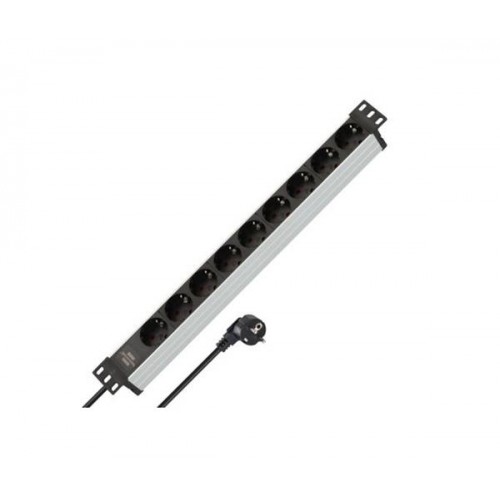 Πολύπριζο 9 σούκο 3x1.5mm 2m ασημί/μαύρο rackmount με προστασία 1390007009 Brennenstuhl