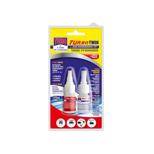 Κόλλα ταχείας συγκόλλησης & γεμιστικό ρωγμών twin Turbo