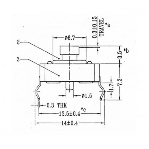 Tact switch 12x12x7.0mm 4pin THT FL7-025-12X12J-S