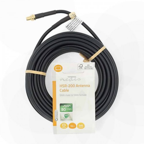 Καλώδιο κεραίας Wi-Fi SMA αρσενικό -> SMA θηλυκό 10m RG178 CSGL02400BK100 Nedis