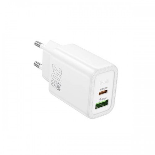 Τροφοδοτικό 230V in -> 1 x USB C + 1 x USB A Out 20W PD20W/QC3.0 λευκό N61 Gentle Hoco