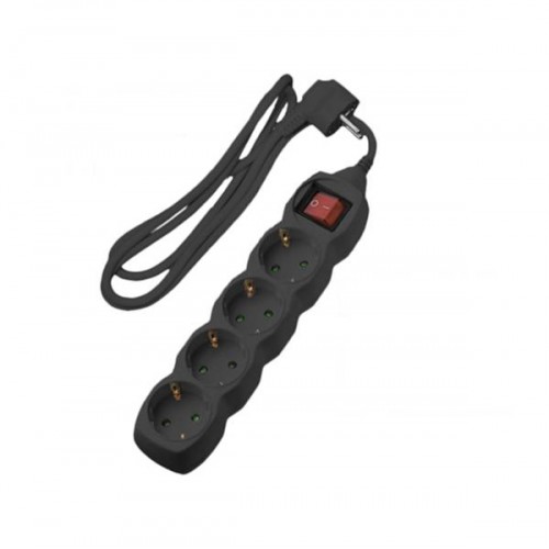 Πολύπριζο 4 σούκο 3x1.5mm 1.5m με διακόπτη μαύρο V04BKBL Lucas