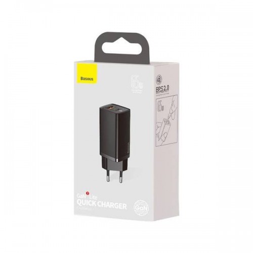 Τροφοδοτικό 230V in -> 1 x USB A + 1 x USB C Out 65W PD + QC μαύρο BAS-CCGAN2L-B01 Baseus Τροφοδοτικό 230V in -> 1 x USB A + 1 x USB C Out 65W PD + QC μαύρο BAS-CCGAN2L-B01 Baseus