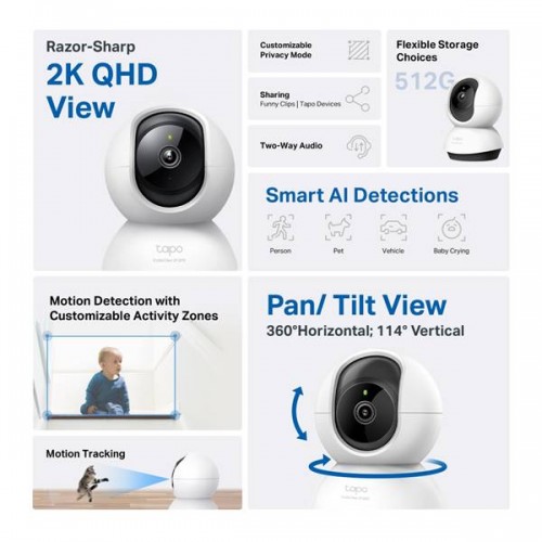 Κάμερα pan tilt 4mm Wi-Fi HD 2K 4MP QHDTapo C220 TP-Link Κάμερα pan tilt 4mm Wi-Fi HD 2K 4MP QHDTapo C220 TP-Link