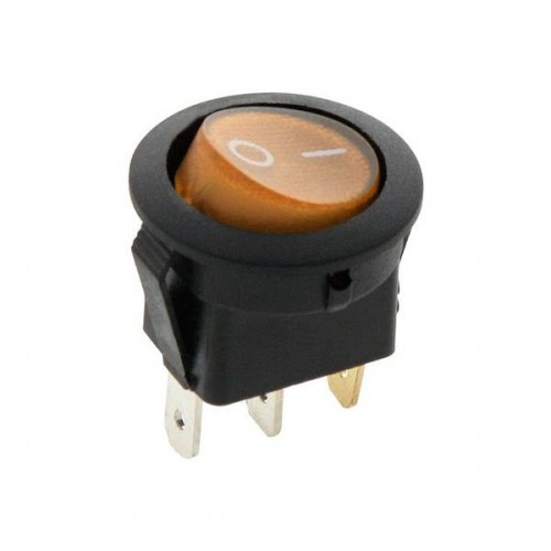 Διακόπτης rocker στρόγγυλος ΟΝ-OFF 20A 12v DC 3pins με λυχνία πορτοκαλί