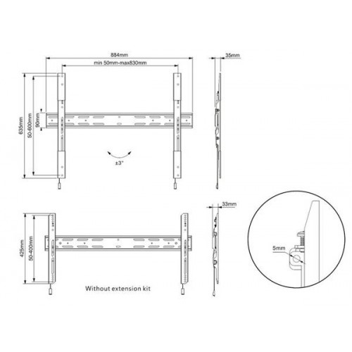 Βάση LCD-LED TV 42"-90" M Universal Fixed X Large μαύρη 7350105210518 Multibrackets Βάση LCD-LED TV 42"-90" M Universal Fixed X Large μαύρη 7350105210518 Multibrackets