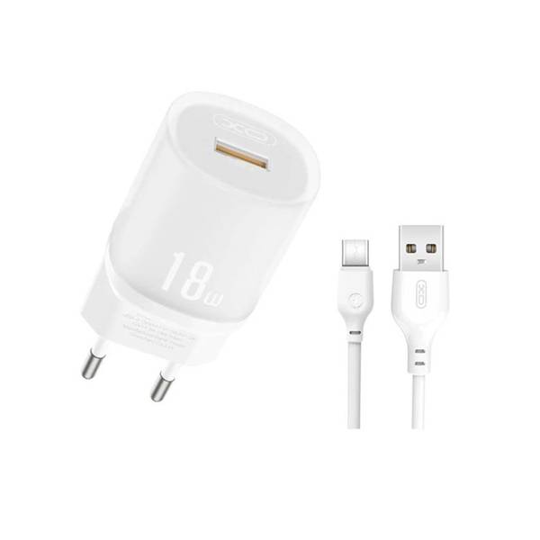 Τροφοδοτικό 230V in -> 1 x USB out QC3.0 port 5V/3A 9V/2A 12V/1.5A 3A 18W λευκό με καλώδιο type-c L157 XO Τροφοδοτικό 230V in -> 1 x USB out QC3.0 port 5V/3A 9V/2A 12V/1.5A 3A 18W λευκό με καλώδιο type-c L157 XO