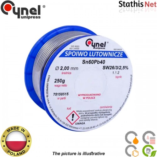 Κόλληση 250gr 60/40 2mm Sn60Pb40 SW26 Cynel