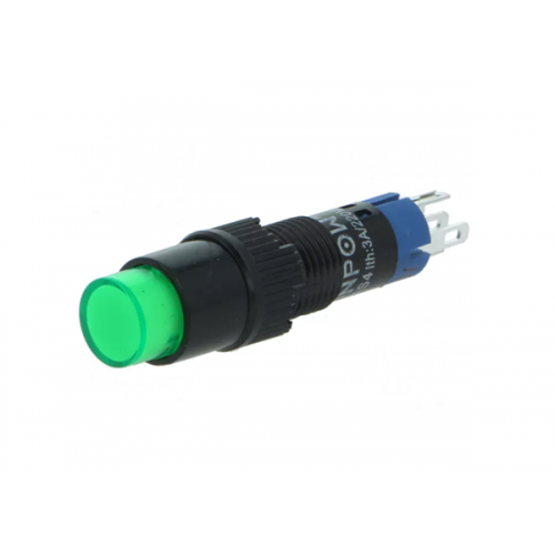 Διακόπτης μπουτόν ON-ON SPDT 0.5A 250V AC πράσινο LED 24V Ø8mm LAS4Y-11Z/24/G Onpow