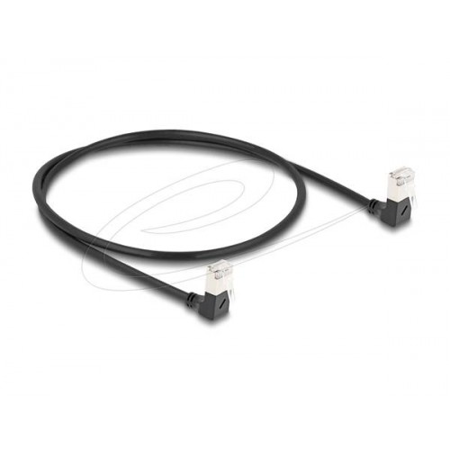Καλώδιο patch cord S/FTP CAT6A 0.5m LSZH μαύρο γωνιακό Slim 80298 Delock Καλώδιο patch cord S/FTP CAT6A 0.5m LSZH μαύρο γωνιακό Slim 80298 Delock