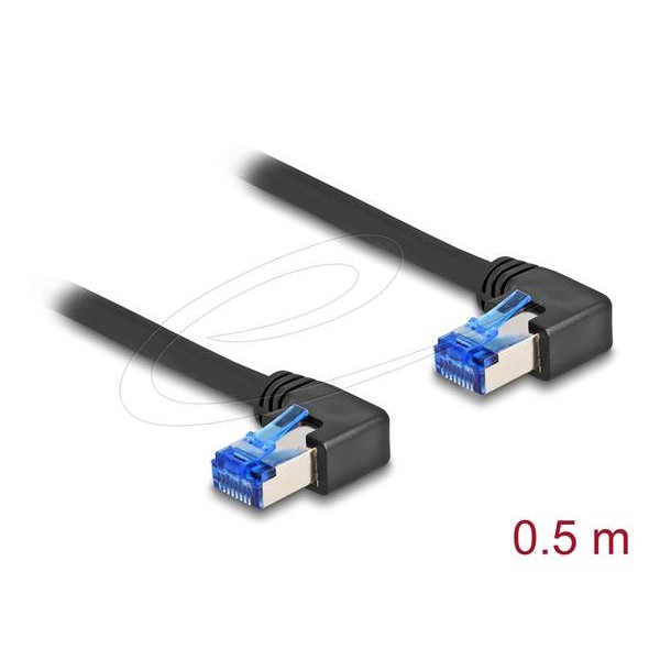 Καλώδιο patch cord S/FTP CAT6A 0.5m LSZH μαύρο γωνιακό δεξιά 80213 Delock Καλώδιο patch cord S/FTP CAT6A 0.5m LSZH μαύρο γωνιακό δεξιά 80213 Delock