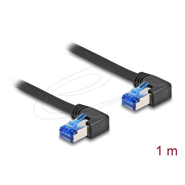 Καλώδιο patch cord S/FTP CAT6A 1m LSZH μαύρο γωνιακό δεξιά 80214 Delock Καλώδιο patch cord S/FTP CAT6A 1m LSZH μαύρο γωνιακό δεξιά 80214 Delock