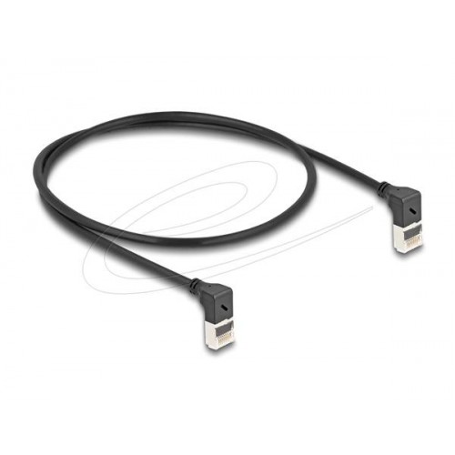 Καλώδιο patch cord S/FTP CAT6A 0.5m LSZH μαύρο γωνιακό πάνω Slim 80280 Delock Καλώδιο patch cord S/FTP CAT6A 0.5m LSZH μαύρο γωνιακό πάνω Slim 80280 Delock