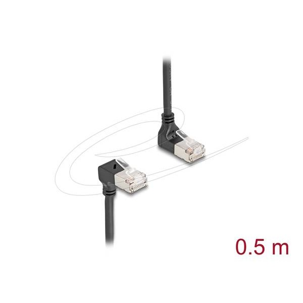 Καλώδιο patch cord S/FTP CAT6A 0.5m LSZH μαύρο γωνιακό πάνω/κάτω Slim 80292 Delock Καλώδιο patch cord S/FTP CAT6A 0.5m LSZH μαύρο γωνιακό πάνω/κάτω Slim 80292 Delock