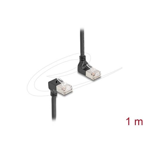 Καλώδιο patch cord S/FTP CAT6A 1m LSZH μαύρο γωνιακό πάνω/κάτω Slim 80293 Delock Καλώδιο patch cord S/FTP CAT6A 1m LSZH μαύρο γωνιακό πάνω/κάτω Slim 80293 Delock