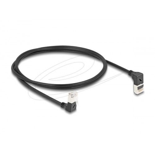 Καλώδιο patch cord S/FTP CAT6A 1m LSZH μαύρο γωνιακό πάνω/κάτω Slim 80293 Delock Καλώδιο patch cord S/FTP CAT6A 1m LSZH μαύρο γωνιακό πάνω/κάτω Slim 80293 Delock