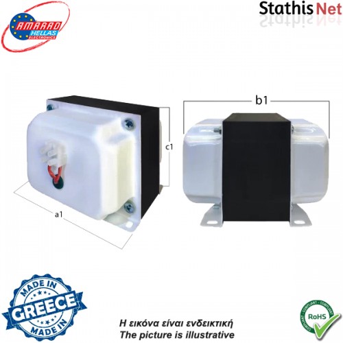 Μετασχηματιστής 230V AC in -> out 230 - 0 - 230V AC 80mA + 6.3V AC 3A TR-40 Amarad Μετασχηματιστής 230V AC in -> out 230 - 0 - 230V AC 80mA + 6.3V AC 3A TR-40 Amarad