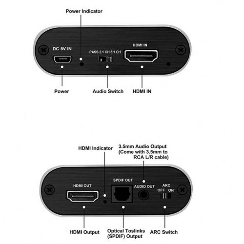 Μετατροπέας HDMI in -> HDMI + SPDIF + 3.5mm out 4K@60Hz OZV8